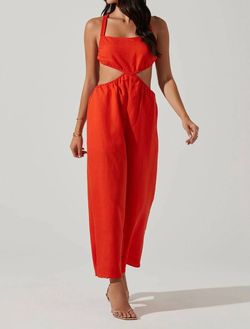 Style 1-1268220885-149 ASTR Red Size 12 Free Shipping Floor Length Jumpsuit Dress on Queenly