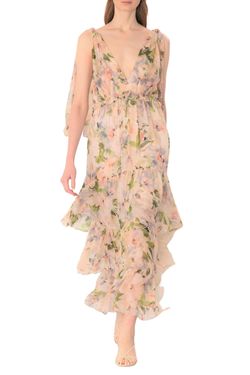 Style 1-1393389584-892 CHRISTY LYNN Nude Size 8 Free Shipping Plunge Floral Cocktail Dress on Queenly