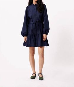 Style 1-1911159739-74 FRNCH Blue Size 4 Belt 1-1911159739-74 Cocktail Dress on Queenly