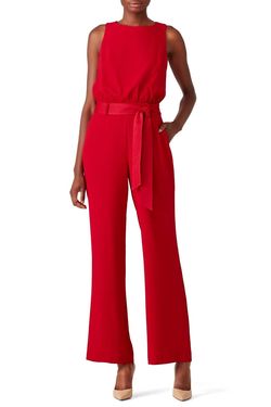 Style 1-1955918699-5650-1 Trina Turk Red Size 12 Summer Pockets Tall Height Jumpsuit Dress on Queenly