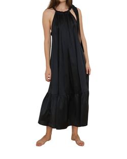 Style 1-1974261077-892 MONICA NERA Black Size 8 Halter Silk Tall Height Straight Dress on Queenly