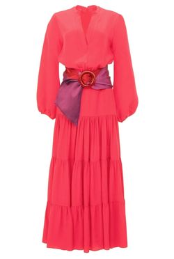 Style 1-2029606189-70 Silvia Tcherassi Pink Size 0 Belt Pageant Magenta Straight Dress on Queenly