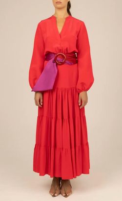 Style 1-2029606189-892 Silvia Tcherassi Pink Size 8 V Neck Belt Magenta Straight Dress on Queenly