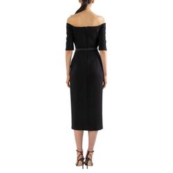 Style 1-2115202998-649 Shoshanna Black Size 2 Satin Belt Cocktail Dress on Queenly