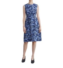 Style 1-214377878-1901 Lafayette 148 Blue Size 6 Free Shipping Cocktail Dress on Queenly