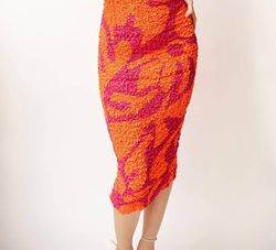 Style 1-2192166445-149 SAYLOR Orange Size 12 Pattern Free Shipping Tall Height Cocktail Dress on Queenly