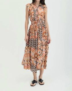 Style 1-2334507689-74 CHUFY Brown Size 4 Silk Floor Length Print Tall Height Straight Dress on Queenly