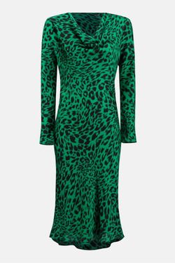 Style 1-2567919027-425 Joseph Ribkoff Green Size 8 Straight Free Shipping Print Tall Height Cocktail Dress on Queenly