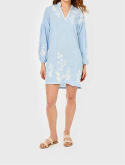 Style 1-2716900438-74 Cartolina Nantucket Blue Size 4 Belt Mini Embroidery Cocktail Dress on Queenly