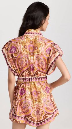 Style 1-2727554937-5 Zimmermann Pink Size 0 Belt Print High Neck Jumpsuit Dress on Queenly