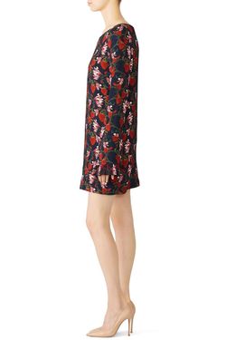 Style 1-2816226639-238-1 Mother of Pearl Red Size 12 Floral Summer Long Sleeve Tall Height Cocktail Dress on Queenly
