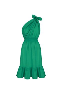 Style 1-2880262813-74 MONICA NERA Green Size 4 Halter Free Shipping Tall Height Cocktail Dress on Queenly