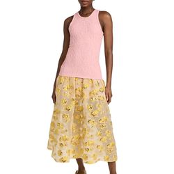 Style 1-3030445267-1498 RACHEL COMEY Yellow Size 4 Tall Height Polyester Sheer Overskirt Cocktail Dress on Queenly