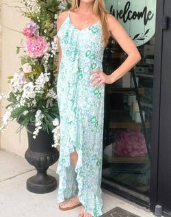 Style 1-3157457385-149 ANDREE BY UNIT Green Size 12 Floral Sheer Emerald Side slit Dress on Queenly