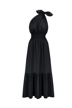 Style 1-3201653479-70 MONICA NERA Black Tie Size 0 Halter Straight Dress on Queenly