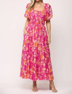 Style 1-3353023438-149 Fate Hot Pink Size 12 Plus Size Floral Straight Dress on Queenly