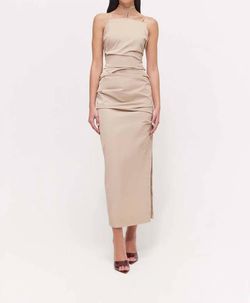 Style 1-3430418764-23 Rachel Gilbert Nude Size 2 Polyester High Neck Straight Dress on Queenly