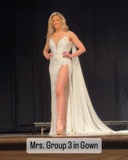 Style Custom Johnathan Kayne White Size 6 Cape Velvet Free Shipping Side slit Dress on Queenly