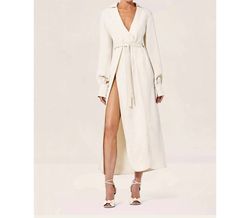 Style 1-3549514333-149 ALEXIS White Size 12 Tall Height Free Shipping Sleeves Side slit Dress on Queenly