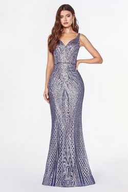Cinderella Divine Blue Size 6 Floor Length Jersey Shiny Mermaid Dress on Queenly
