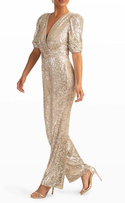 Trina Turk Gold Size 0 Plunge Jumpsuit Dress on Queenly
