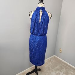 Eliza J Royal Blue Size 4 Midi Polyester Cocktail Dress on Queenly