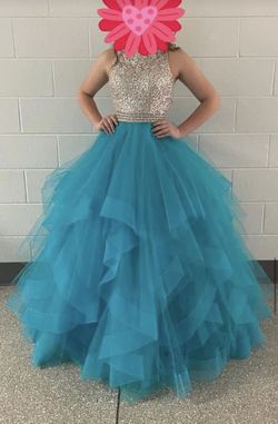MoriLee Blue Size 4 Prom Jersey Mori Lee Ball gown on Queenly