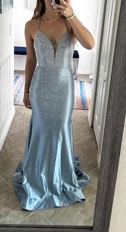 Sherri Hill Light Blue Size 0 Military Prom Mermaid Dress on Queenly