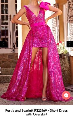 Style 23169 Portia and Scarlett Hot Pink Size 8 Barbiecore Homecoming Cocktail Dress on Queenly