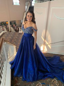 Rachel Allan Blue Size 4 Custom Pageant Ball gown on Queenly