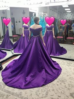 Rachel Allan Purple Size 6 Pageant Floor Length Jersey Ball gown on Queenly