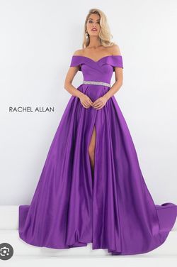 Rachel Allan Purple Size 6 Pageant Jersey Medium Height Ball gown on Queenly