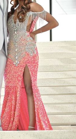 Custom Made Pink Size 4 Jersey Custom Prom Mermaid Dress on Queenly