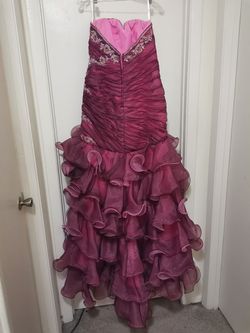 Tiffany Designs Pink Size 12 Plus Size Prom Floor Length Mermaid Dress on Queenly