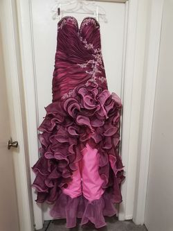 Tiffany Designs Pink Size 12 Floor Length Medium Height Mermaid Dress on Queenly