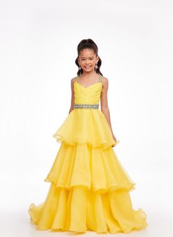 Style 8080 Ashley Lauren Yellow Size 14 Plunge Girls Size Cupcake Free Shipping Ball gown on Queenly