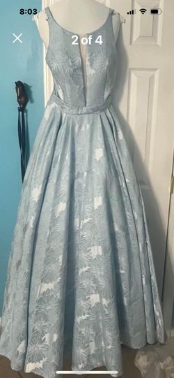 Sherri Hill Blue Size 10 Pageant Floor Length Jersey Straight Dress on Queenly