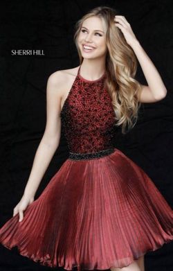 Sherri Hill Red Size 8 Pageant Homecoming Jersey High Neck Cocktail Dress on Queenly