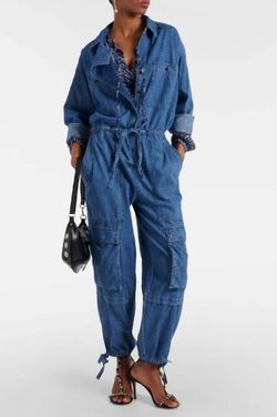 Style 1-3841620581-892 ALEXIS Blue Size 8 High Neck Long Sleeve Jumpsuit Dress on Queenly