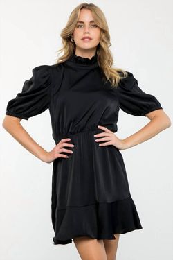 Style 1-3877191081-1691 THML Black Size 16 Satin Mini Cocktail Dress on Queenly