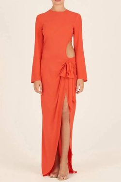 Style 1-3891553454-74 Silvia Tcherassi Orange Size 4 Floor Length Belt Straight Dress on Queenly