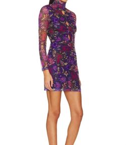Style 1-3898305065-892 Amanda Uprichard Purple Size 8 Keyhole Sheer Mini Cocktail Dress on Queenly