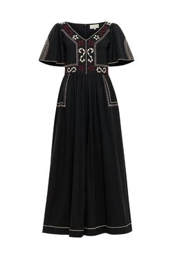 Style 1-3939330883-892 CAROLINA K Black Size 8 V Neck Jewelled Floral Jumpsuit Dress on Queenly