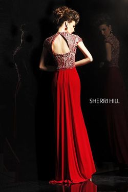 Style 2960 Sherri Hill Red Size 6 Prom Floor Length A-line Dress on Queenly