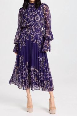 Style 1-4022728230-74 HEMANT & NANDITA Purple Size 4 Padded Jersey Keyhole High Neck Cocktail Dress on Queenly