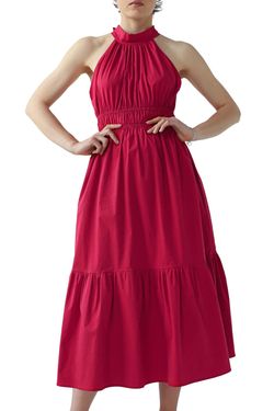 Style 1-4120203208-149 MONICA NERA Red Size 12 Ruffles Free Shipping Cocktail Dress on Queenly