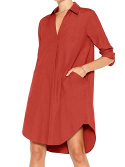 Style 1-4235612237-70 Brochu Walker Red Size 0 1-4235612237-70 Long Sleeve Pockets Summer Cocktail Dress on Queenly