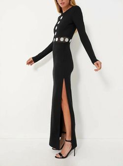 Style 1-464392584-149 STAUD Black Size 12 Floor Length Long Sleeve Straight Dress on Queenly