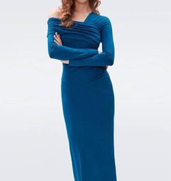 Style 1-632868770-70 Diane von Furstenberg Blue Size 0 Teal Jersey Military Straight Dress on Queenly