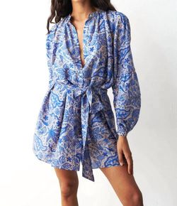 Style 1-714368241-74 CHUFY Blue Size 4 Belt Silk Mini Tall Height Cocktail Dress on Queenly